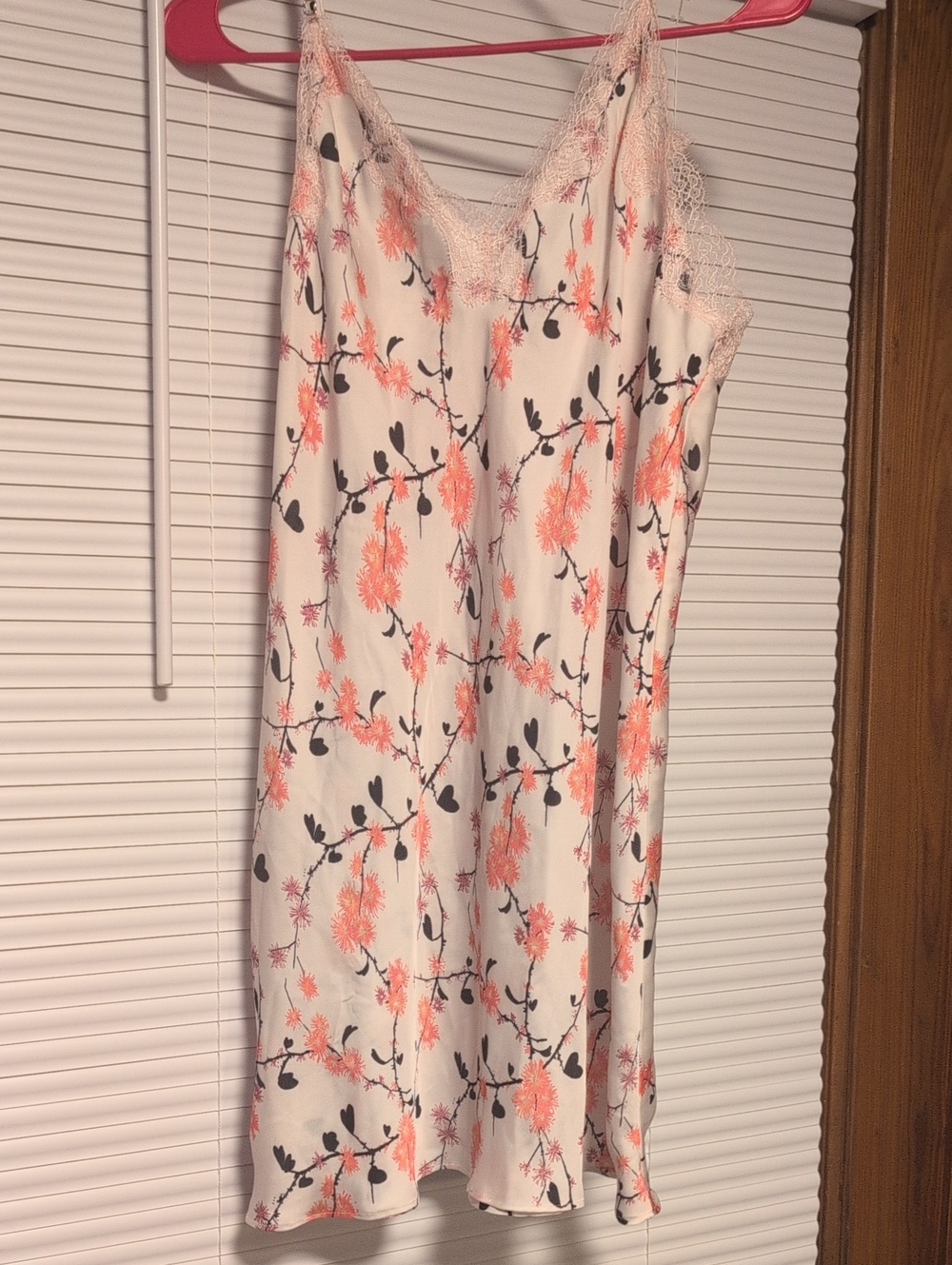 Victoria's Secret Coral Floral Lace-Trim Slip — Ivory Base